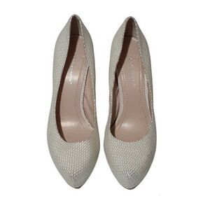 BCBG Generations Parade Womens Ivory Snake Print Leather Hidden Platform Heels 9